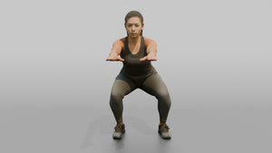 Bodyweight Athlete Woman Doing A Bodyweight Squat, Arms Extended Forward - 3D character model