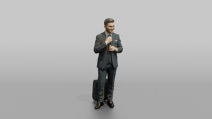 South Asian Flight Attendant Presenting a Safety Card - 3D character model, view 1