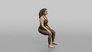 Bodyweight Athlete Woman Holding A Wall-sit Position - 3D character model