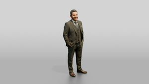 Businessman with Hands in His Pockets - 3D character model, view 1