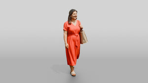 Plus-Size Maltese Woman Carrying a Tote Bag - 3D character model, view 1