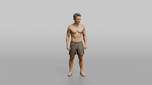 Physique Model Man Standing With Arms At Sides, Muscles Slightly Flexed - 3D character model