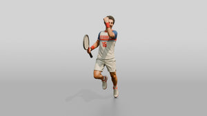 Male Tennis Player Leaping in Celebration - 3D character model, view 1
