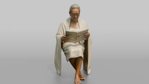 Spa Client Man Sitting Reading A Magazine, Wrapped In A Towel - 3D character model
