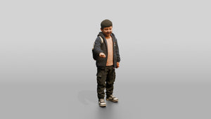 Chinese Man Walking with Phone and Books - 3D character model, view 1