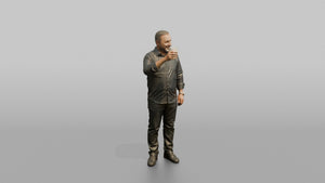 Patron Man Holding A Drink Up In A Toast Gesture - 3D character model