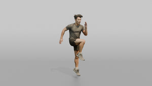 Cardio Athlete Man Doing High Knees In Place - 3D character model