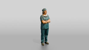 Older Hispanic Woman Doctor with Arms Crossed - 3D character model, view 1