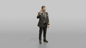 Black Flight Attendant Holding a Tablet Computer - 3D character model, view 1