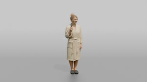 Spa Client Woman Standing Holding A Spa Locker Key Card - 3D character model