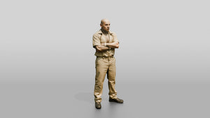 Latino Male Prisoner in a Khaki Uniform - 3D character model, view 1