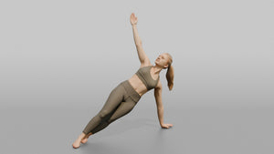 Bodyweight Athlete Woman Holding A Side Plank - 3D character model