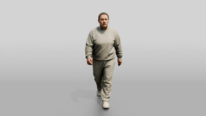 East Asian Female Prisoner in a Grey Crewneck Sweatshirt - 3D character model, view 1