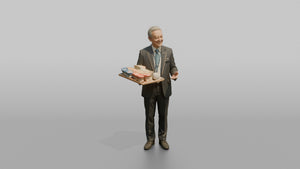Caucasian Flight Attendant Checking Baggage Tags - 3D character model, view 1