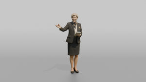 South Asian Flight Attendant Holding an Umbrella - 3D character model, view 1