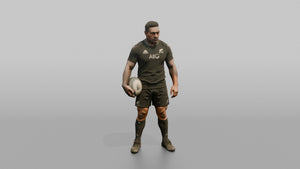 Maori Player Holding the Ball with a Menacing Stare - 3D character model, view 1