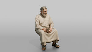 Grandfather Holding A Coffee Mug With Both Hands - 3D character model