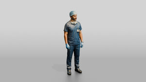 Young Hispanic Man Doctor Standing Straight - 3D character model, view 1