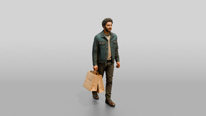 Afro-Latino Man in Casual Denim Jacket - 3D character model, view 1