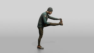 Norwegian Man Stretching Before a Run - 3D character model, view 1