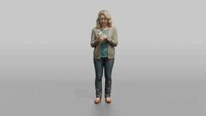 Woman Customer Reading The Label On A Bottle Of Lotion - 3D character model