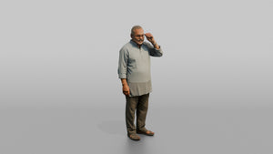 Grandfather Adjusting His Glasses With One Hand - 3D character model