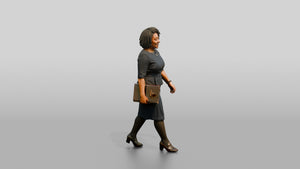 Businesswoman Walking with a Folder - 3D character model, view 1