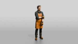 Worker in Canvas Apron - 3D character model, view 1