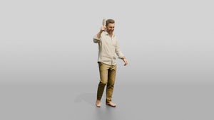 Older Man Dancing with a Drink - 3D character model, view 1