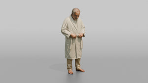 Spa Client Man Standing Adjusting A Robe Belt, Relaxed Posture - 3D character model