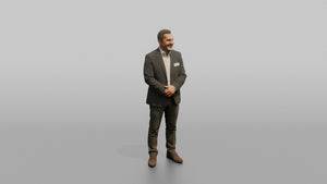 Host Man Standing With Hands Folded, Welcoming Posture - 3D character model