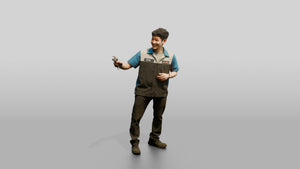 Mechanic Explaining a Fix - 3D character model, view 1