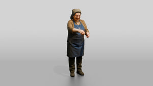 Cook Garnishing a Hummus Platter - 3D character model, view 1