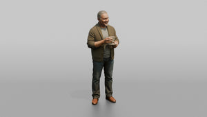 Grandfather Holding A Teacup And Saucer - 3D character model