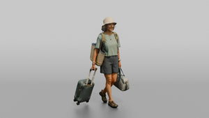 Traveler Carrying A Beach Bag - 3D character model, view 1