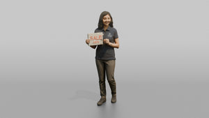 Woman Sales Associate Holding Up A Sale Sign - 3D character model