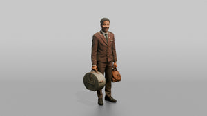 Bellhop Woman Carrying A Hat Box And A Small Bag - 3D character model