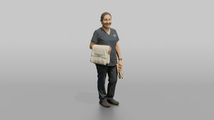 Spa Attendant Woman Holding A Folded Towel And Flip-flops - 3D character model