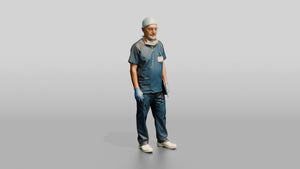 Older White Man Doctor Standing - 3D character model, view 1