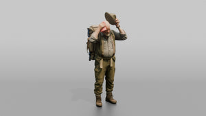 Hiker Wiping His Head with a Handkerchief - 3D character model, view 1