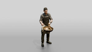 Line Cook Sauteing Mushrooms - 3D character model, view 1