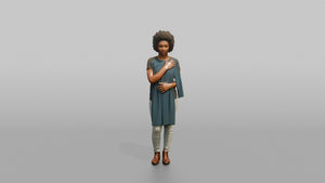 Woman Customer Holding A Dress Against Her Body - 3D character model