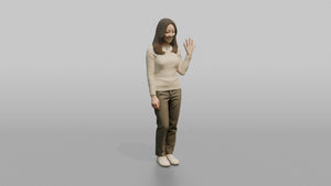Woman Customer Trying On A Ring, Admiring Her Hand - 3D character model