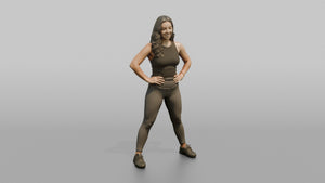 Physique Model Woman Standing In A Confident Wide Stance, Hands On Hips - 3D character model