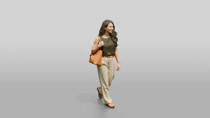 Slim Young Moroccan Woman Window Shopping - 3D character model, view 1
