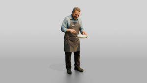 Hispanic Cafe Cook Plating Food - 3D character model, view 1