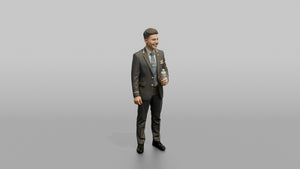 Southeast Asian Flight Attendant Assisting with an Infant - 3D character model, view 1