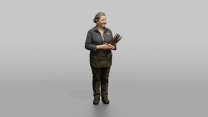 Host Woman Holding A Stack Of Menus And A Pen - 3D character model