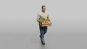 Ship's Cook Carrying Fresh Vegetables to the Galley - 3D character model, view 1