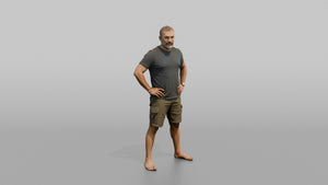 Physique Model Man Standing In A Confident Wide Stance, Hands On Hips - 3D character model